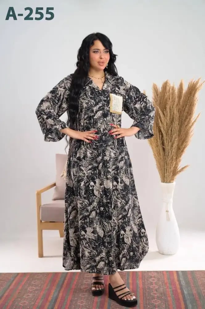 جلابيه مشجره مطرزه كم طويل A-255