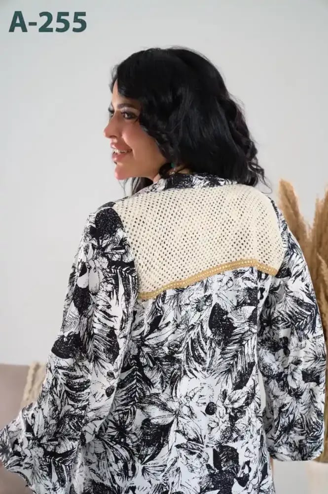 جلابيه مشجره مطرزه كم طويل A-255