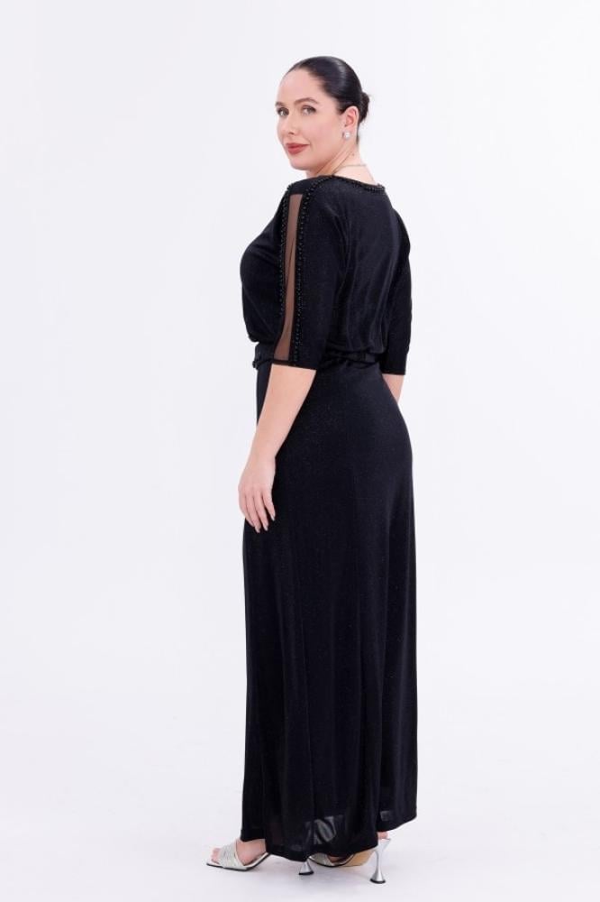 Sparkling evening gown plus sizes - silver - stunning royal look - one piece - BDM Exclusive - Turkish - original