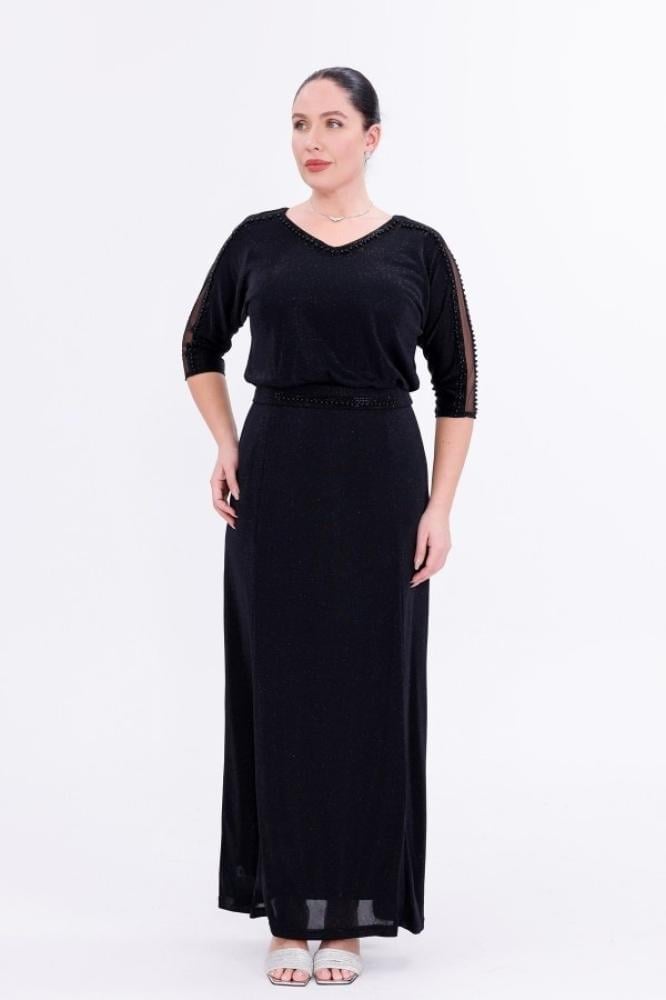 Sparkling evening gown plus sizes - silver - stunning royal look - one piece - BDM Exclusive - Turkish - original