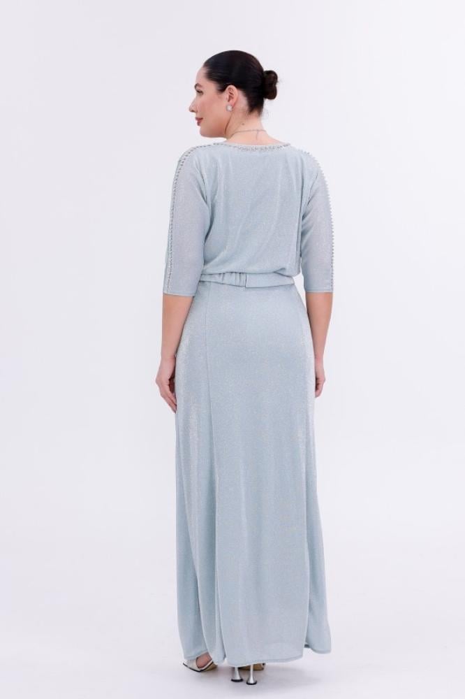 Sparkling evening gown plus sizes - silver - stunning royal look - one piece - BDM Exclusive - Turkish - original