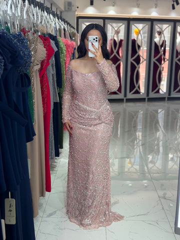 فستان سهرة – miracouture – أكمام طويلة – ترتر