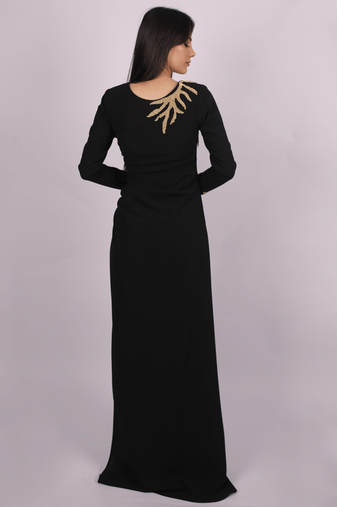 فستان سهرة – springstore – بأكمام طويلة ورقبة على شكل حرف V – كريب – أ