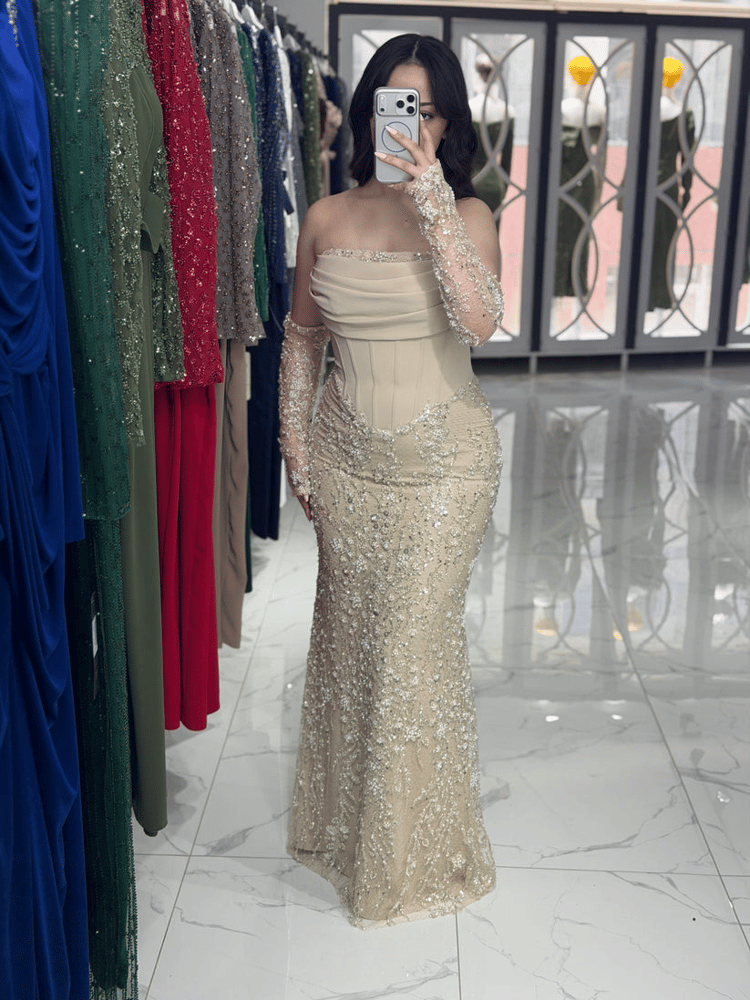 فستان سهرة – miracouture – بدون حمالات – ترتر
