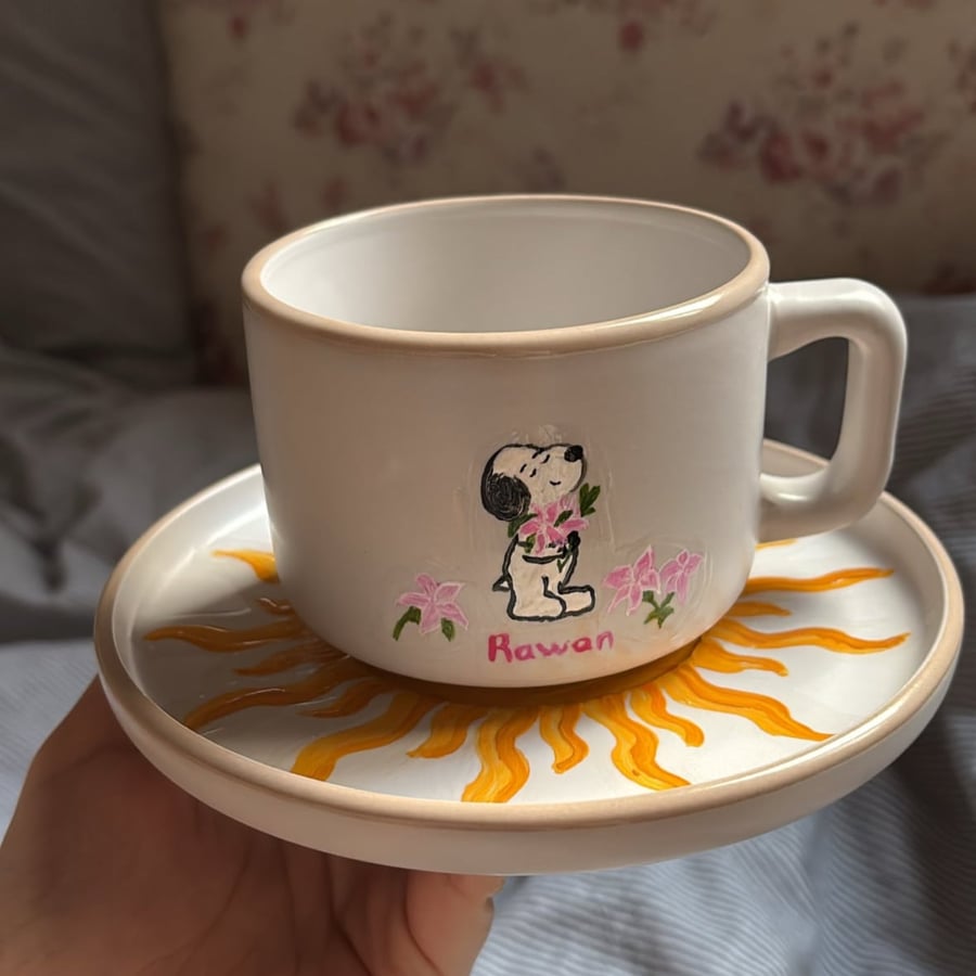 كوب سنوبي مع اسمك و صحن شمس