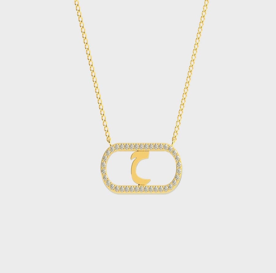 Diamond gold necklace karat 18- letter H