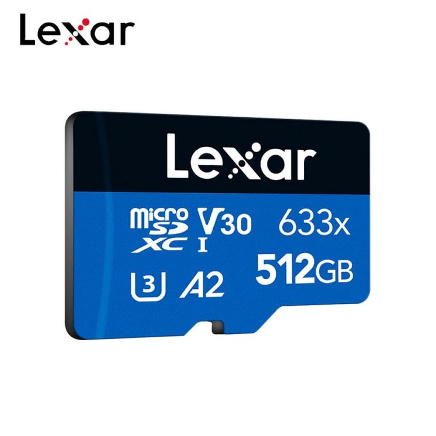 Lexar Blue 512GB microSDXC UHS-I Card with Adapter, Up to 160MB/s, C10, U3, A2, V30, Full HD, 4K UHD, Flash Memory Card High Speed TF Card