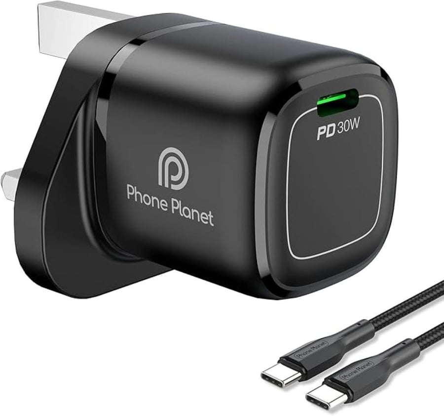 USB C Charger PD 30W GaN Type C Fast Charging Plug, Phone Planet Wall Charger Adapter PD&QC 3.0 PPS for iPhone 14 Pro Max/13 Pro Max/ 12, MacBook Air, iPad Pro, Samsung Galaxy S23/S22/ S21,Pixel 7/6