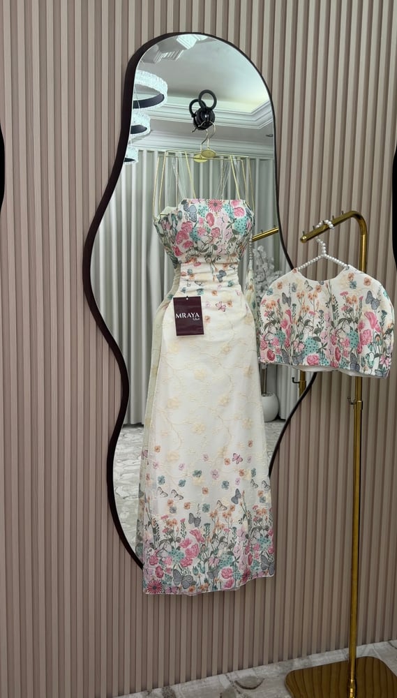 فستان مشجر ابيض