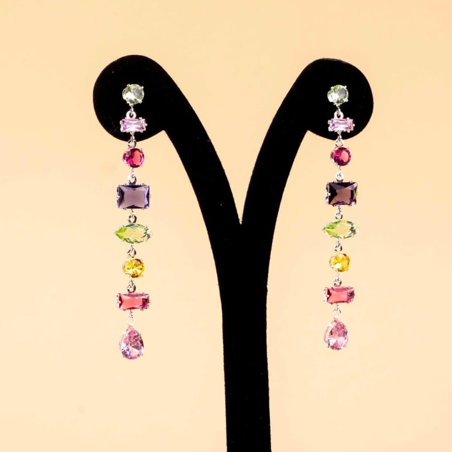 Zircon earrings plated
