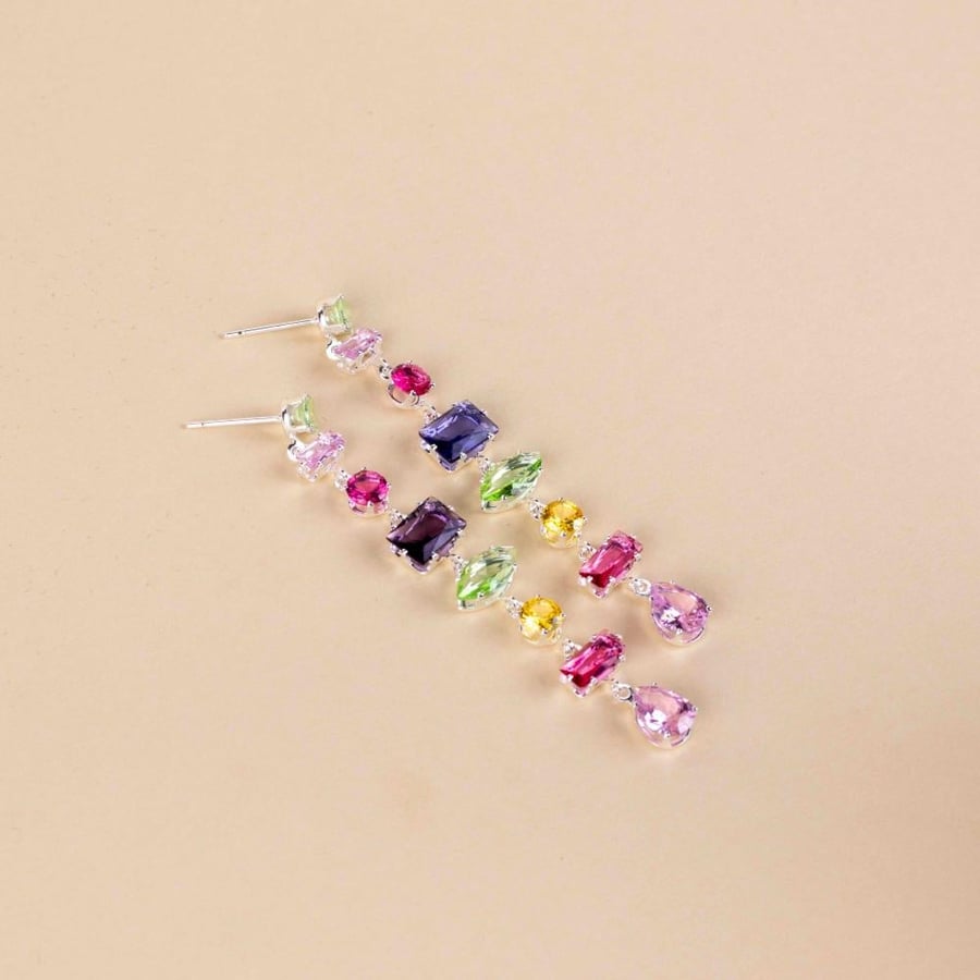 Zircon earrings plated