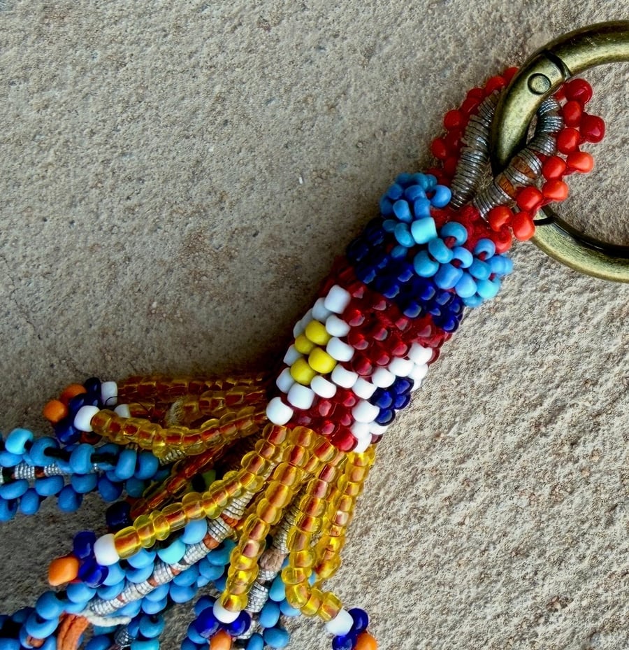 دلّاية قبيلة الكوتشي بالخرز الملون Kuchi Tribal Colorful Beaded Tassel