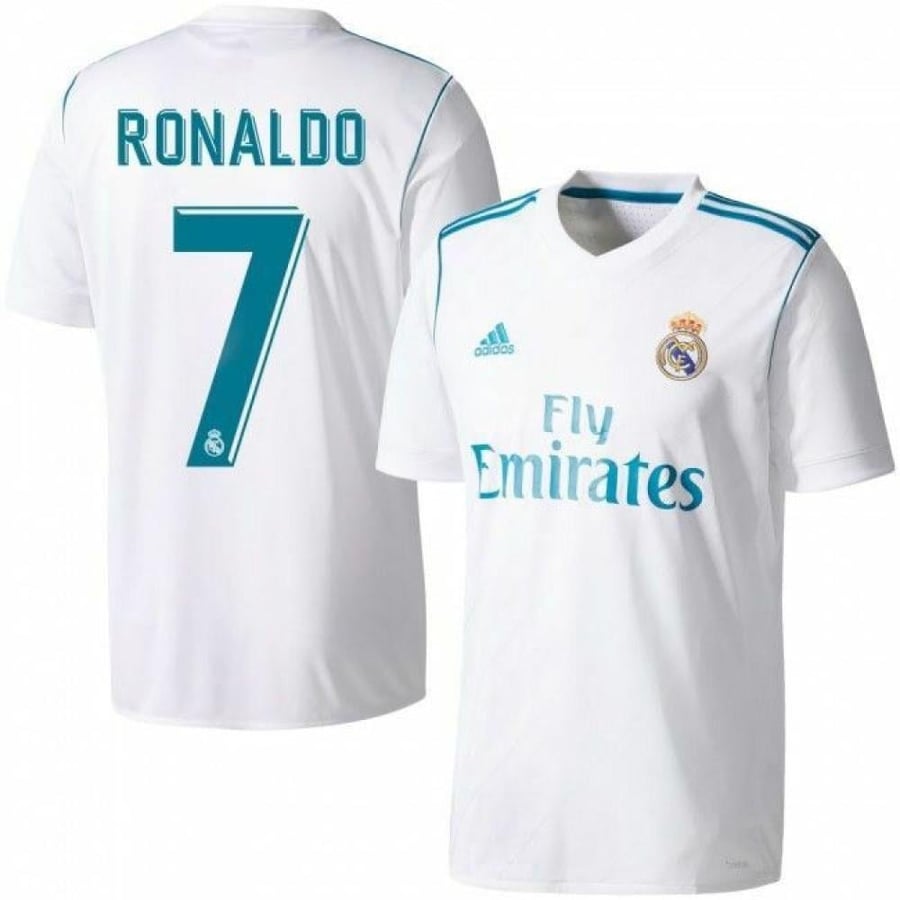 تيشيرت كلاسيكي  ريال مدريد الأساسي لموسم 2017/2018 يحمل اسم ورقم اللاعب كريستيانو رونالدو
