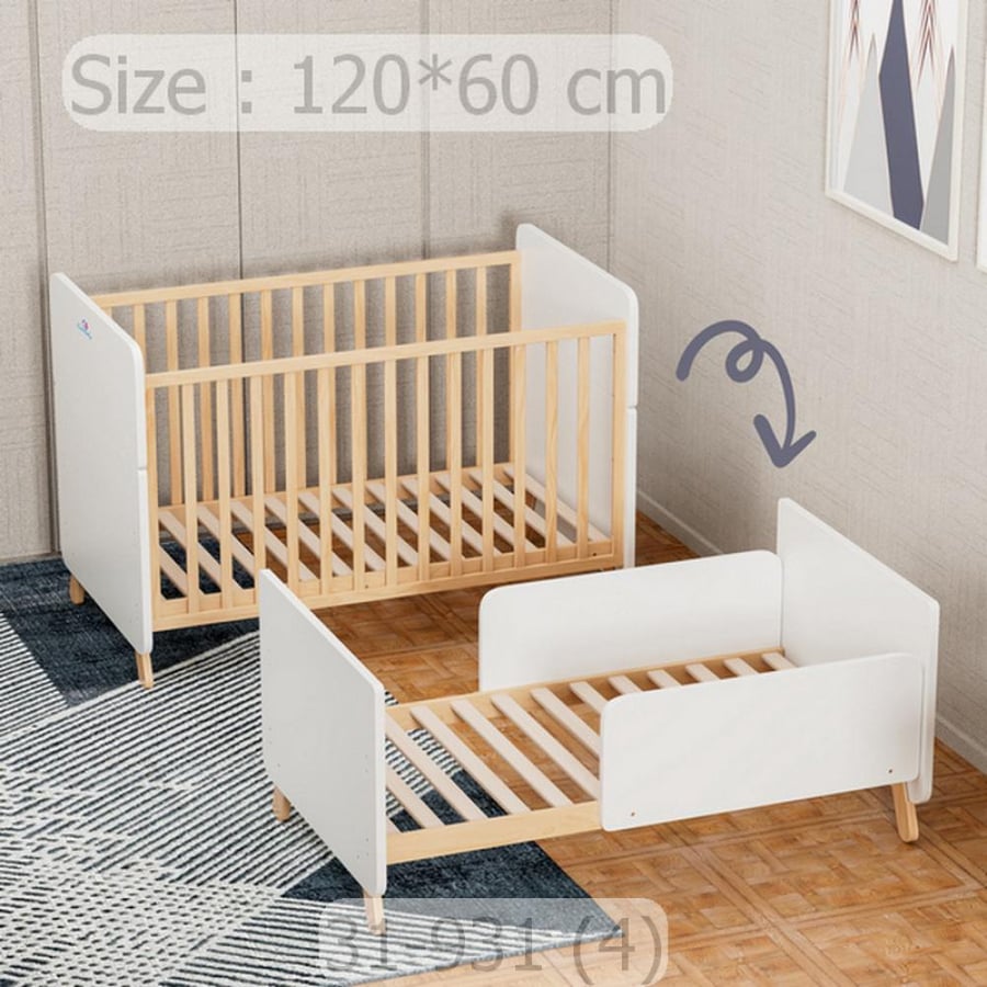 سرير الطفل 120x60 خشب و ابيض