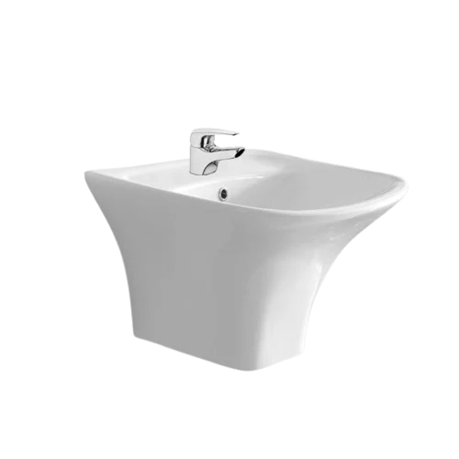 مغسلة معلقة قطعة واحدة دانو بورسلين ابيض و بيج | Dano Wall-Mounted Sink One-Piece Porcelain