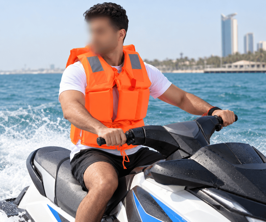سترة نجاة للسباحة والقوارب بلون برتقالي واضح