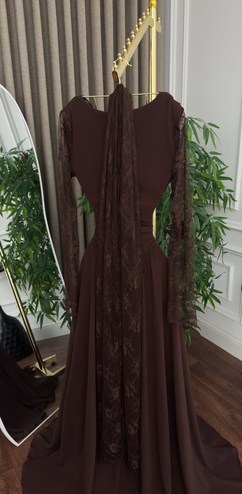 Evening dress "Classic" chiffon and lace - maroon and brown