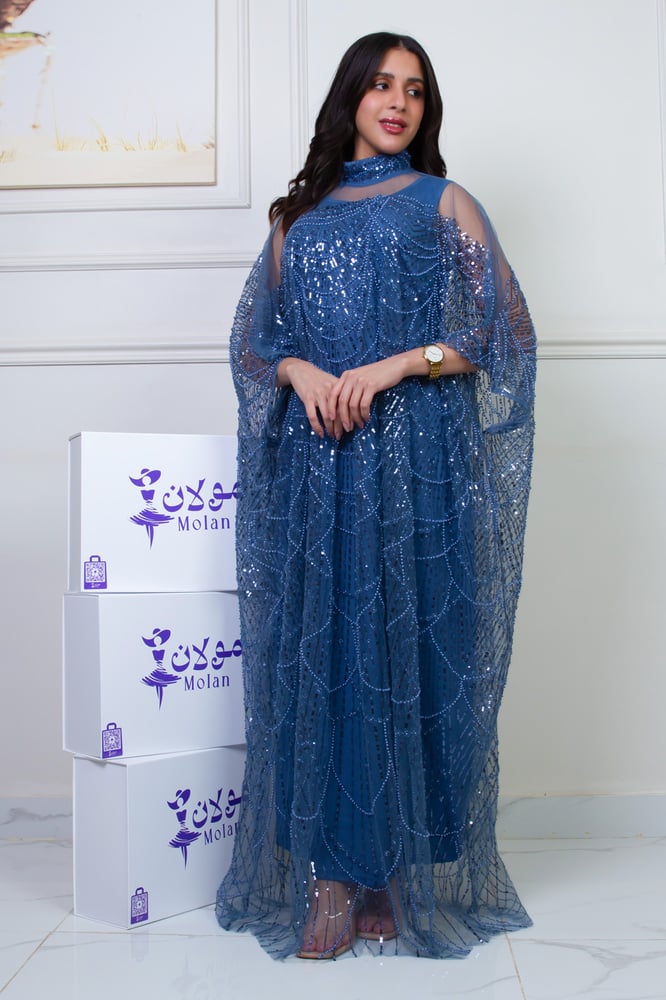 Luxurious evening thobe – in enchanting indigo blue color