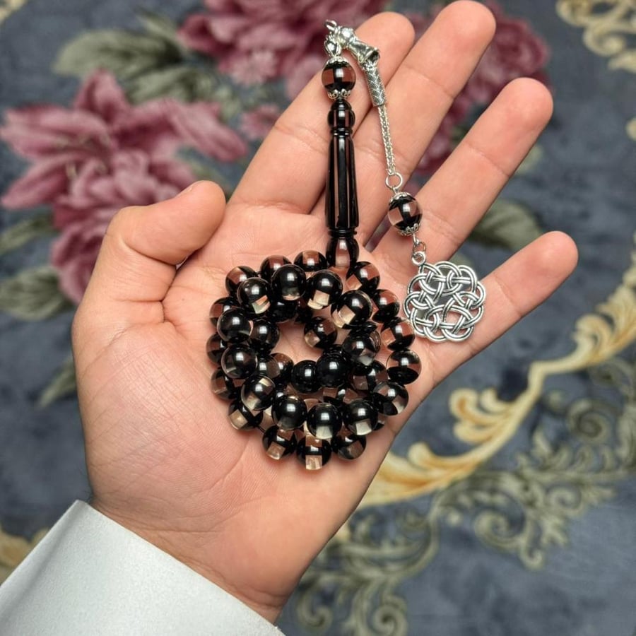 سبحة بكلايت اسود مختلط شفاف