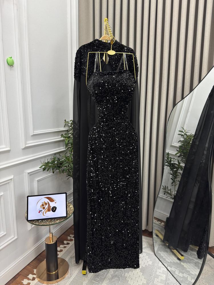فستان سهره  اسود حب السكر