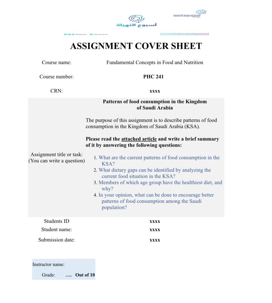 Help in assessment PHC241