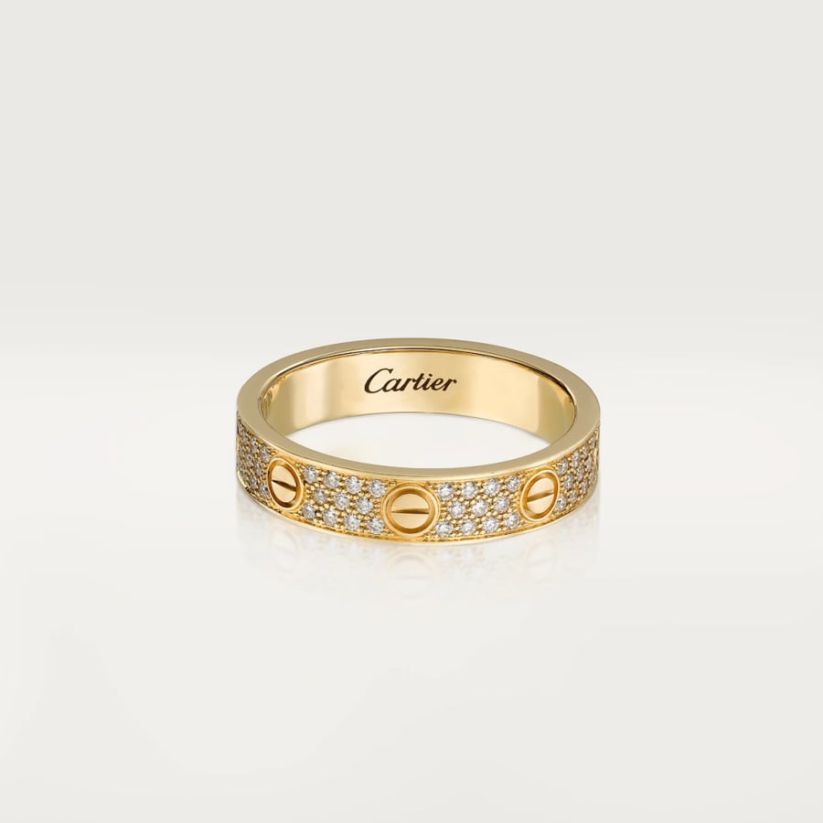Thin Love ring with full diamonds and gold color options