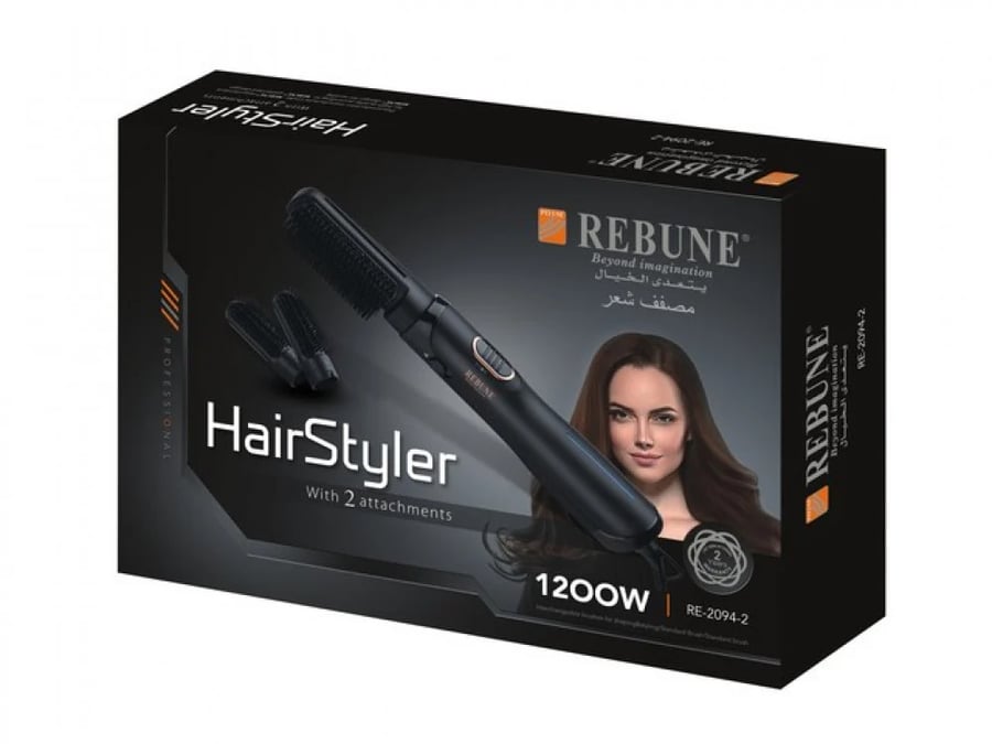 Hair styling dryer, two pieces, 1200 watt, black, from Rebon