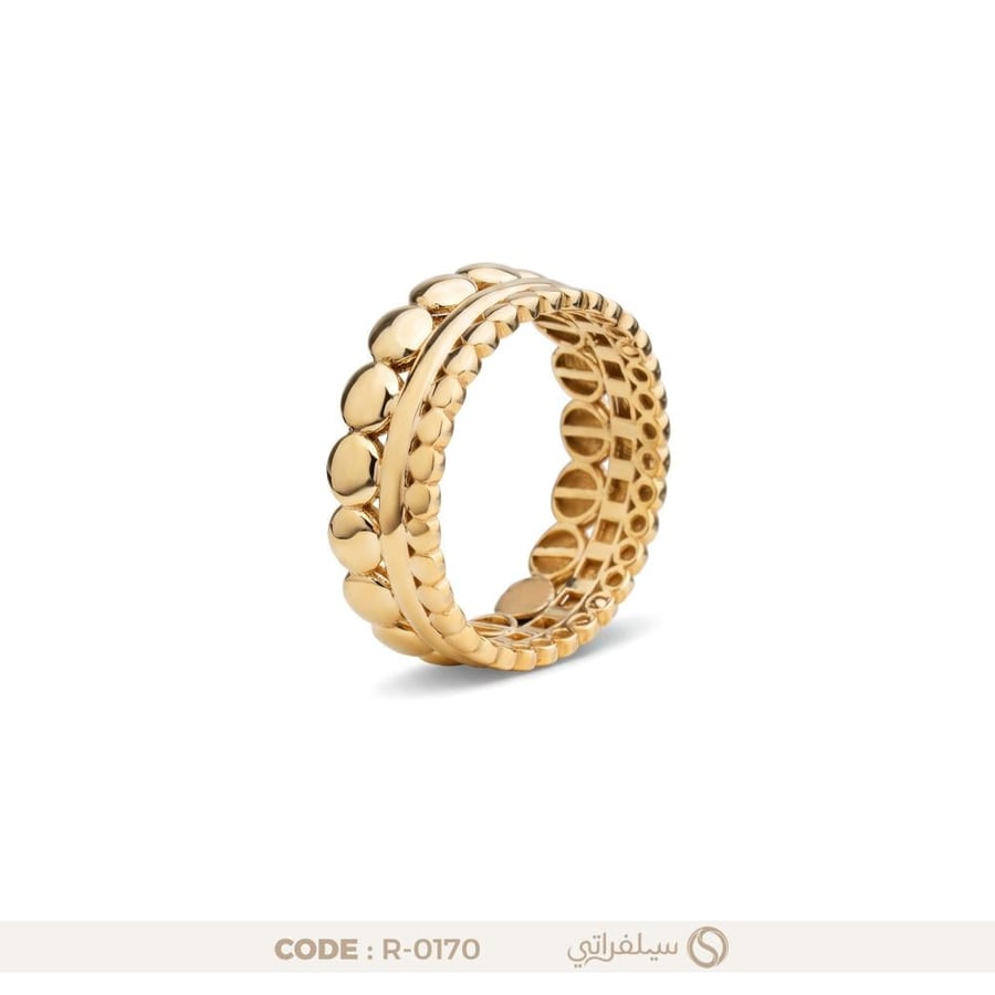 خاتم فضة مطلي بالذهب بتصميم ملكي (R-0170)