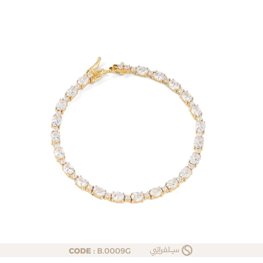 سوار التنس فضة عيار 925 مطلي روديوم وماء الذهب (B-0009G)