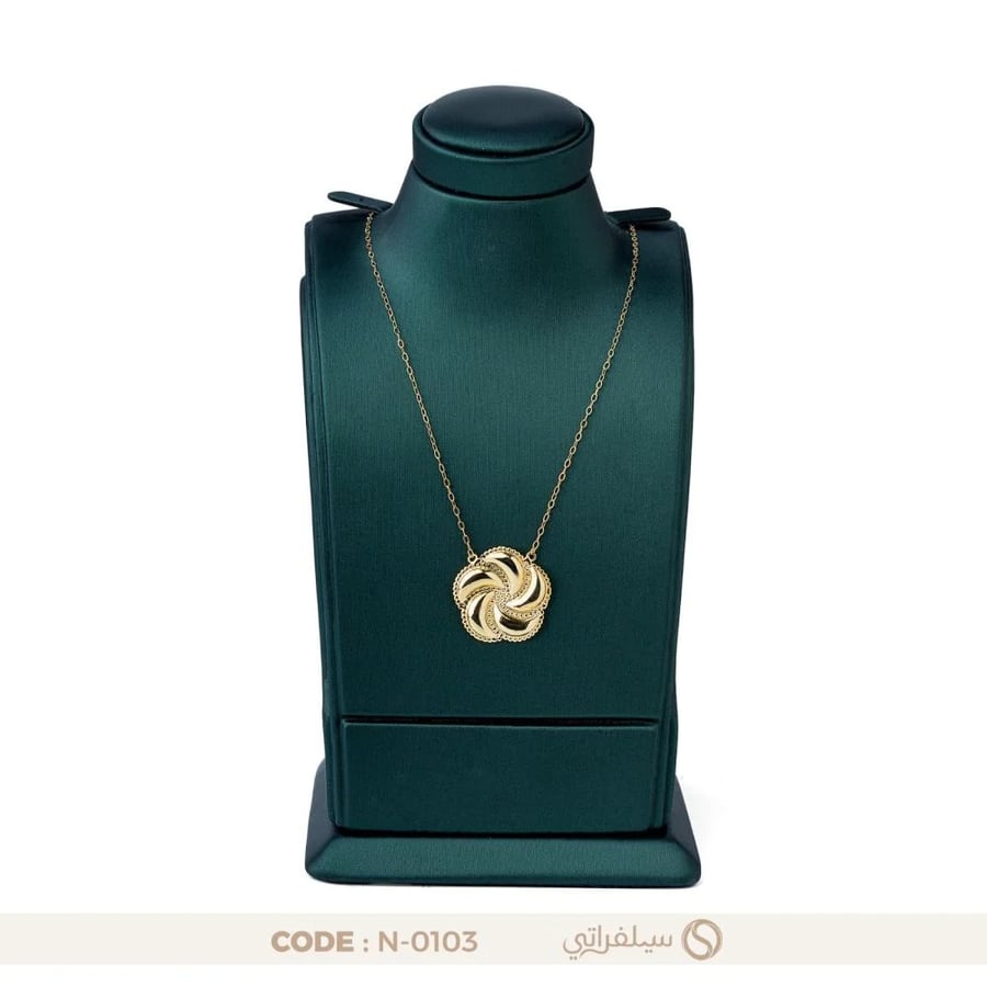 Blomy Flower Pendant Necklace, 925 Sterling Silver, Rhodium & Gold Plated (N-0103)