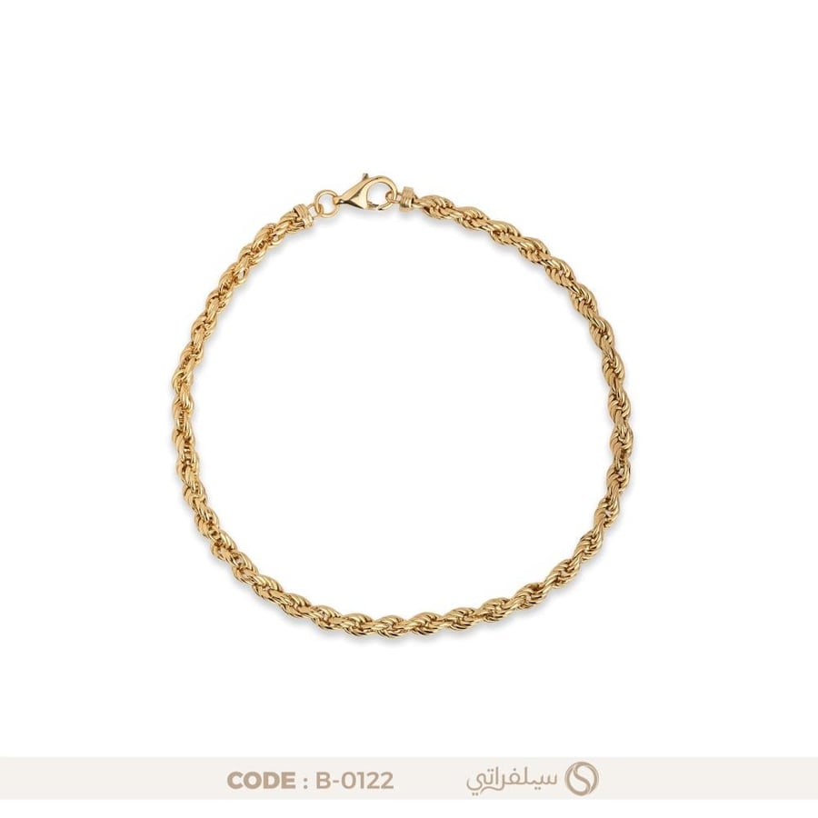 سوار مجدول فضة عيار 925 مطلي روديوم وماء الذهب (B-0122)