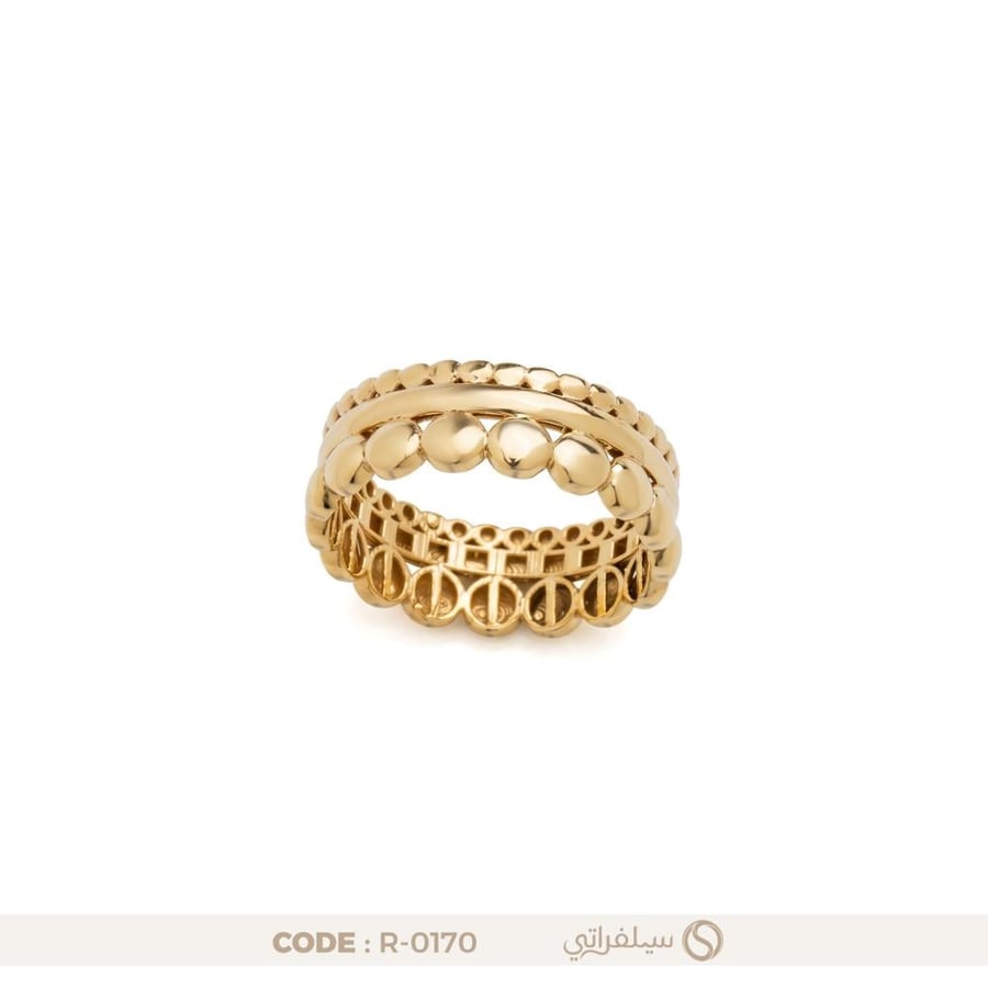 خاتم فضة مطلي بالذهب بتصميم ملكي (R-0170)