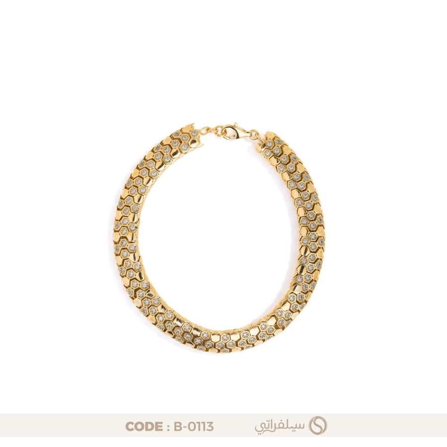 سوار فضه عيار 925 مطلي روديوم وماء الذهب(B-0113)