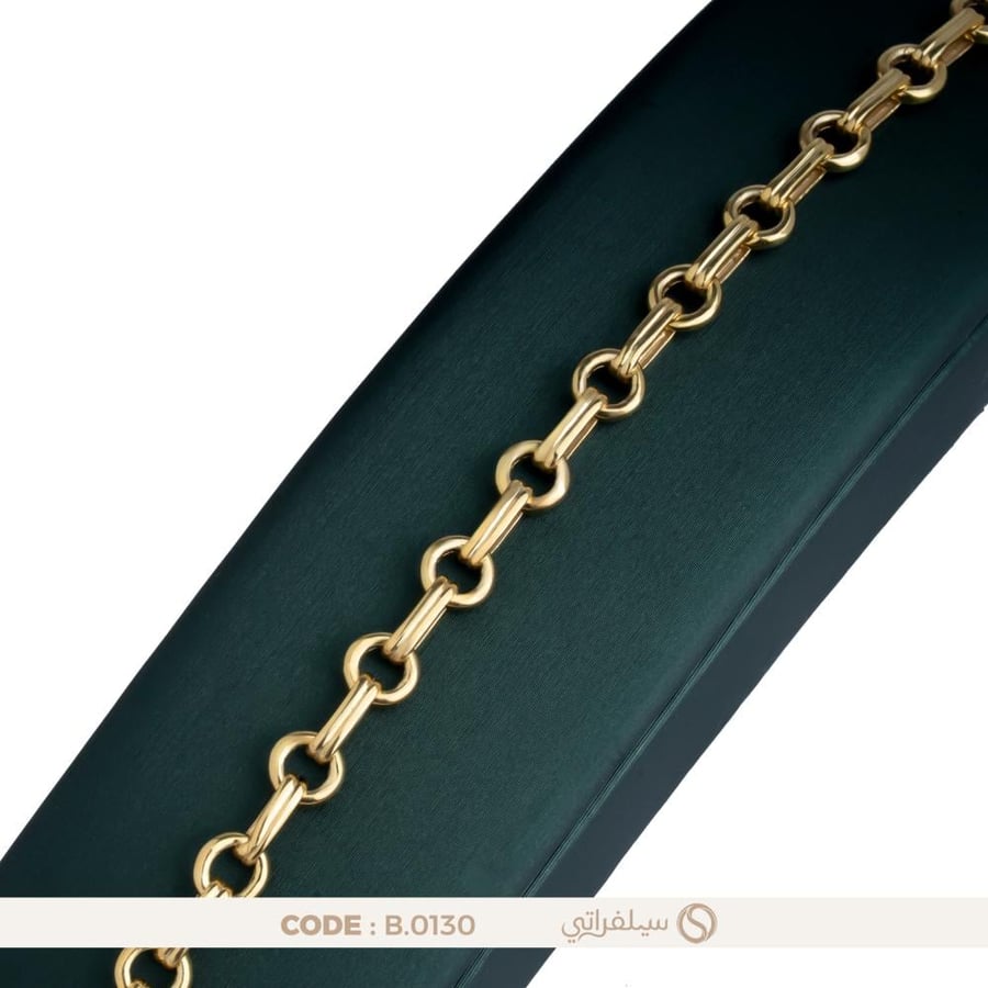 سوار الحلقات الدائرية بفواصل مستطيلة، فضة عيار 925 مطلي بالروديوم والذهب (B-0130)