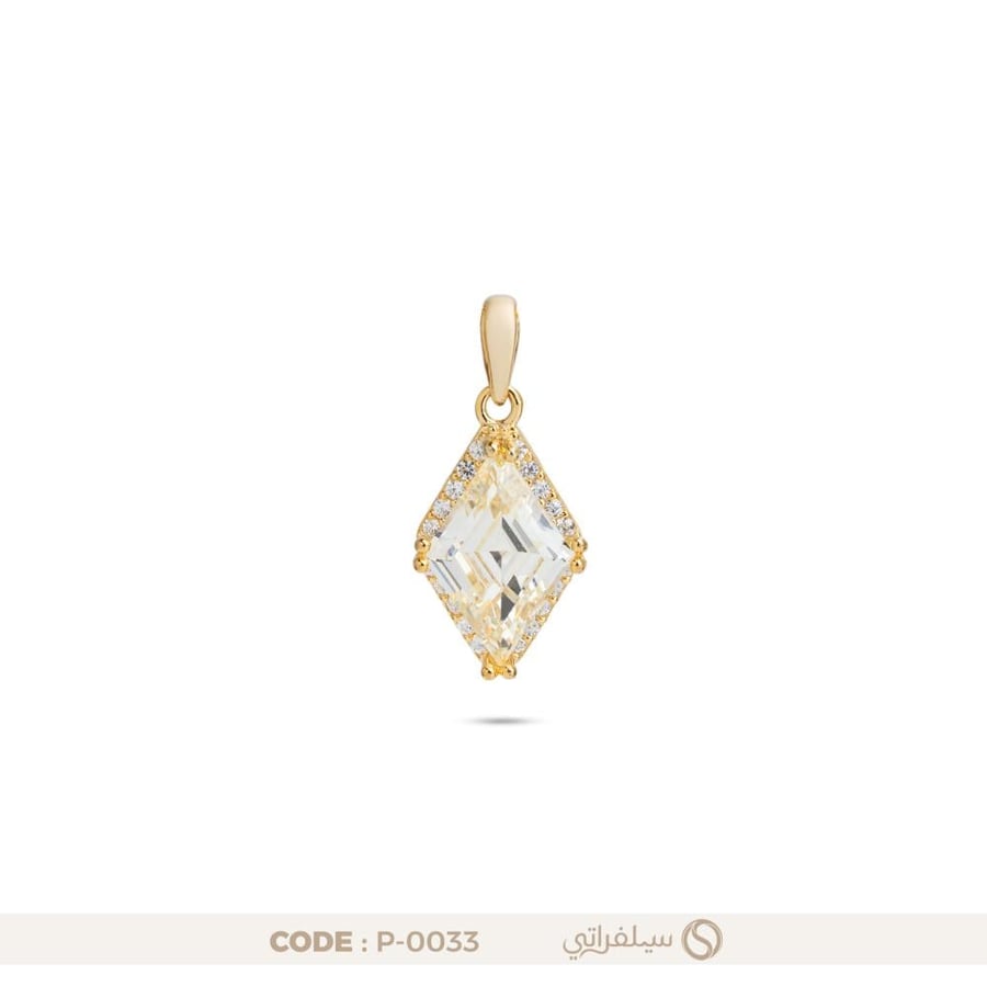 تعليقة معين كريستال فضة عيار 925 مرصعة بالزركون، مطلية روديوم وماء الذهب (P-0033)