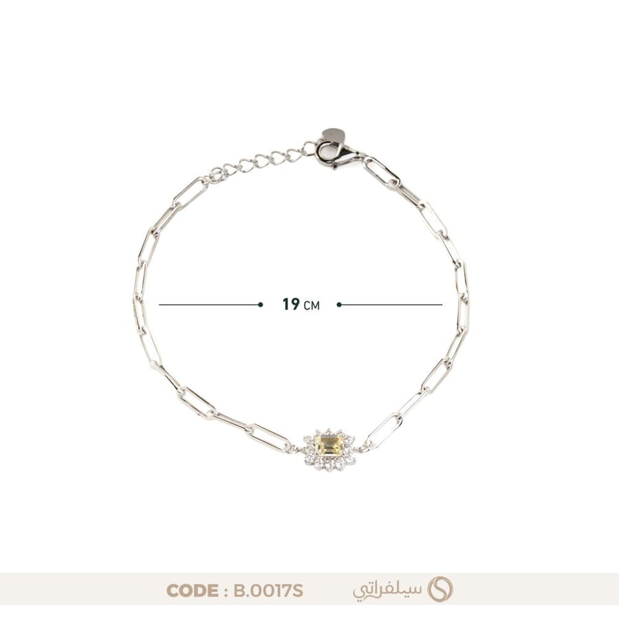 سوار زهرة فضة عيار 925 بفصوص زركون، مطلي بالروديوم (B-0017S)