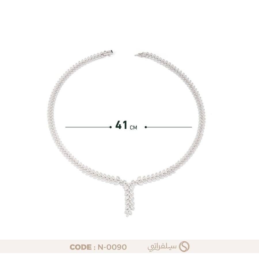 قلادة آرا فضة عيار 925 مرصعة بالزركون مطلية روديوم (N-0090)
