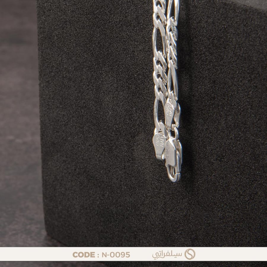 سلسلة فيجارو فاخرة فضة عيار 925 مطلية روديوم(N-0095)