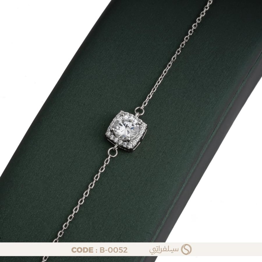 سوار بهالة زركون فضة عيار 925 مطلي روديوم (B-0052)