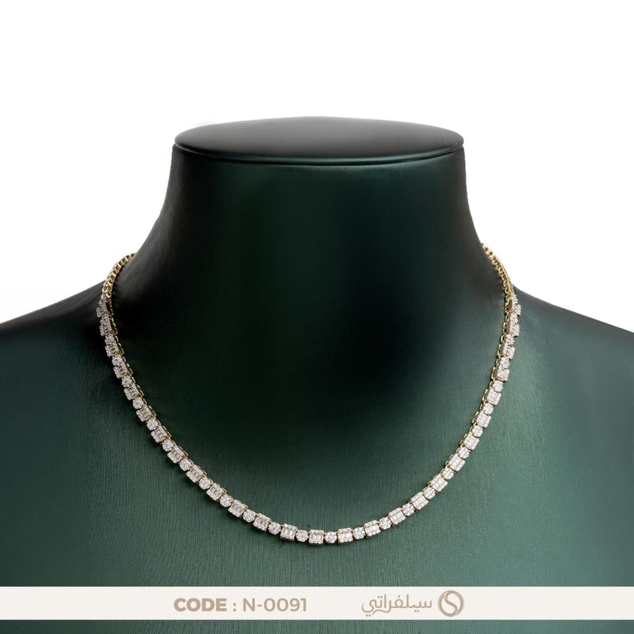 قلادة تنس زركون فضة عيار 925 مطلية بالروديوم وماء الذهب (N-0091)