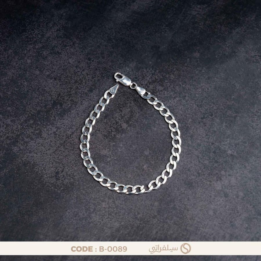 سوار فيجارو فضة رجالي عيار 925 مطلي روديوم (B-0089)