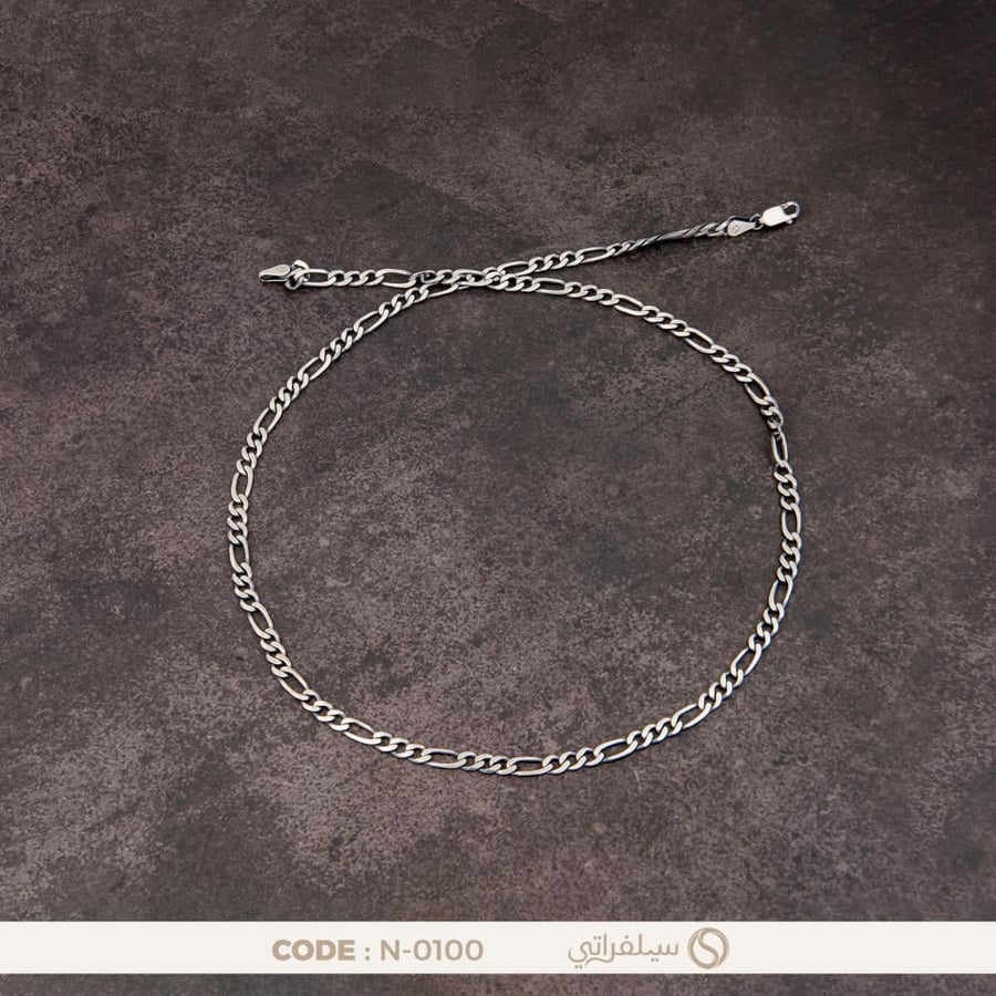 سلسلة فيجارو فخمة فضة عيار 925 مطلية روديوم (N-0100)