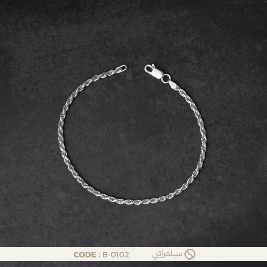 سوار مبروم رجالي فضة عيار 925 مطلي روديوم (B-0102)