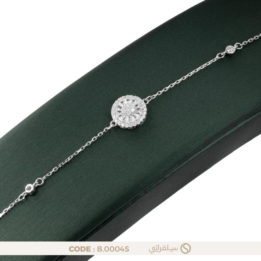 سوار بفصوص فاخرة فضة عيار 925 مطلي روديوم  (B-0004S)