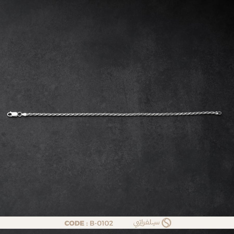 سوار مبروم رجالي فضة عيار 925 مطلي روديوم (B-0102)