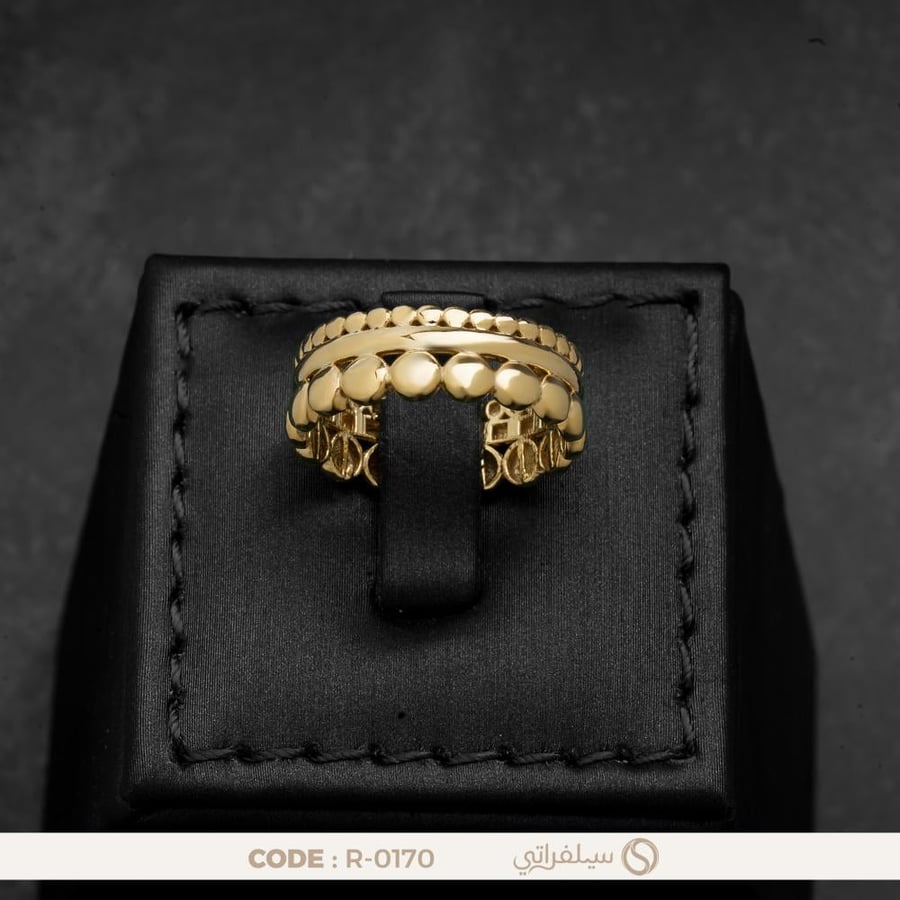 خاتم فضة مطلي بالذهب بتصميم ملكي (R-0170)