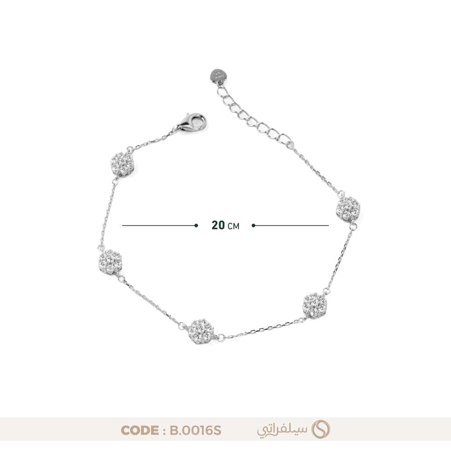 سوار زهرة السوليتير فضة عيار 925 مرصع بالزركون، مطلي روديوم (B-0016S)
