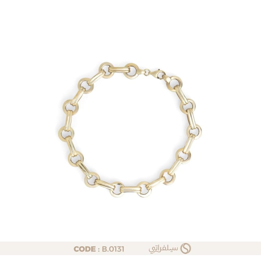 سوار الحلقات الدائرية فضة عيار 925 مطلي بالروديوم والذهب (B-0131)