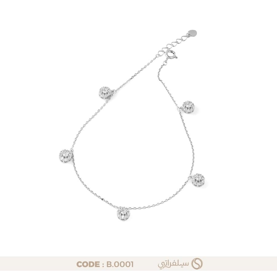 سوار سواروفسكي فضة عيار 925 مطلية روديوم (B-0001)