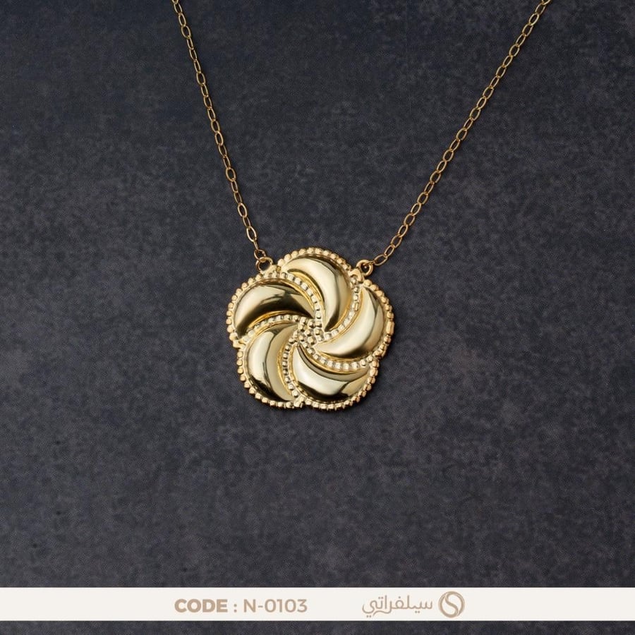 Blomy Flower Pendant Necklace, 925 Sterling Silver, Rhodium & Gold Plated (N-0103)